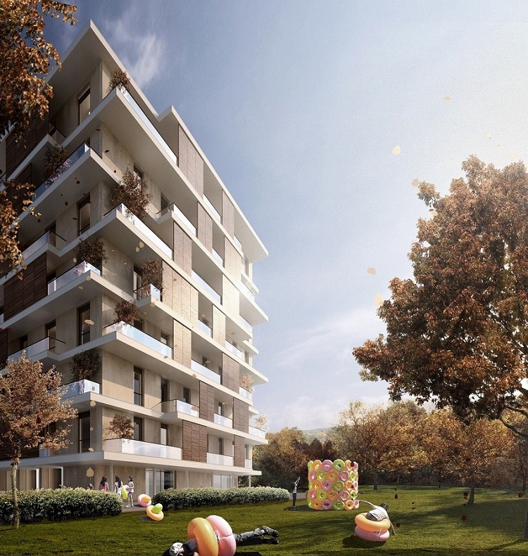 Residenza condominiale con appartamenti e giardino progettata da Rossiprodi Associati | Render Superresolution