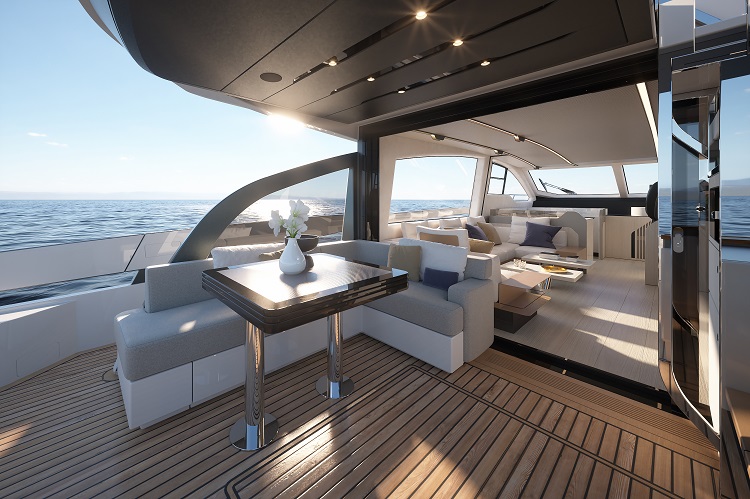 pozzetto esterno con tavolo e divano azimut yacht s7