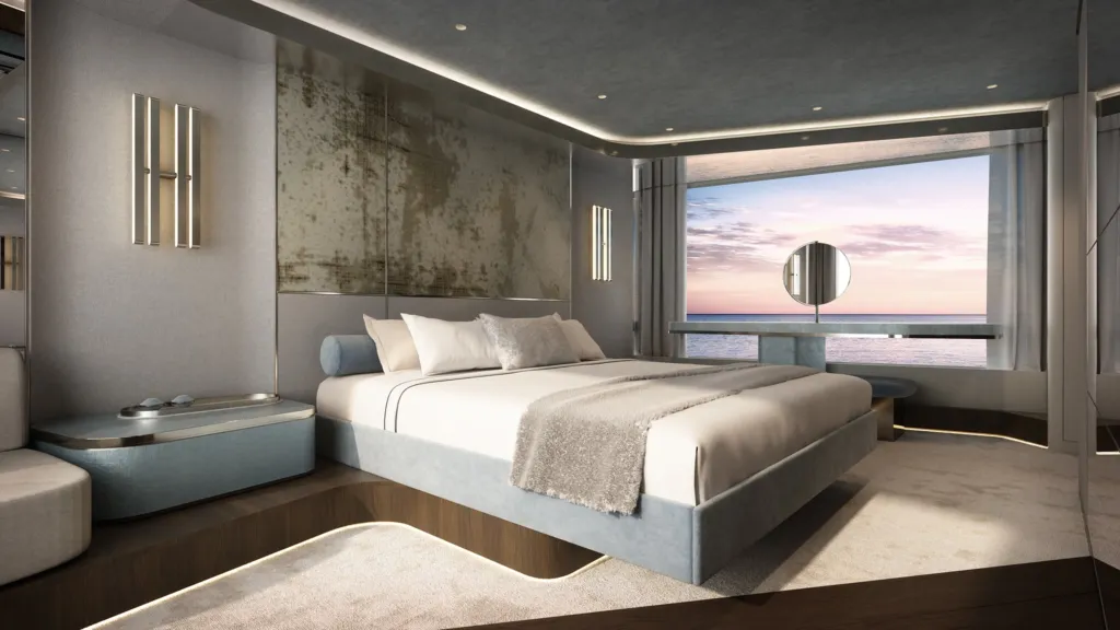 Cabina del Magellano 30M con finestra sul mare